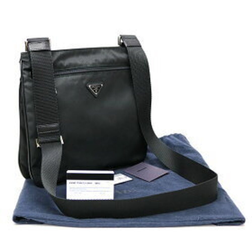 Prada Nero Black Triangle Saffi Logo Bag Bandolibra Tessuto Shoulder Black - Picture 1 of 2
